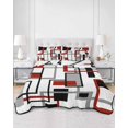 thumbnail image 1 of Quilts Twin XL Size, Red Black Grey Geometric Soft Comforter Bedding Set for Bed, Middle Century Modern Abstract Art Lightweight Quilted Bedspread with Pillow Cover(2 Pieces), 68x98 Inch, 1 of 6