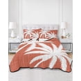 thumbnail image 1 of Quilts Twin XL Size, Red Tropical Tree Soft Comforter Bedding Set for Bed, Summer Coastal Palm Trees Lightweight Quilted Bedspread with Pillow Cover(2 Pieces) for All Season, 68x98 Inch, 1 of 7