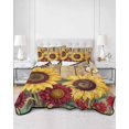 thumbnail image 1 of Quilts Twin XL Size, Sunflower Brown Wooden Soft Comforter Bedding Set for Bed, Vintage Flowers Butterfly Lightweight Quilted Bedspread with Pillow Cover(2 Pieces) for All Season, 68x98 Inch, 1 of 6