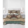 thumbnail image 1 of Quilts Twin XL Size, Teal Brown Farmhouse Soft Comforter Bedding Set for Bed, Country Texas Star Vintage Lightweight Quilted Bedspread with Pillow Cover(2 Pieces) for All Season, 68x98 Inch, 1 of 6