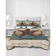 thumbnail image 1 of Quilts Twin XL Size, Texas Star Soft Comforter Bedding Set for Bed, Country Teal Brown Farmhouse Wooden Lightweight Quilted Bedspread with Pillow Cover(2 Pieces) for All Season, 68x98 Inch, 1 of 6