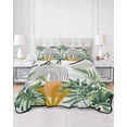 thumbnail image 1 of Quilts Twin XL Size, Tropical Summer Soft Comforter Bedding Set for Bed, Boho Palm Leaves Botanical Watercolor Lightweight Quilted Bedspread with Pillow Cover(2 Pieces) for All Season, 68x98 Inch, 1 of 6