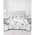 thumbnail image 1 of Quilts Twin XL Size, Turquoise Flowers Soft Comforter Bedding Set for Bed, Farmhouse Spring Botanical Floral Lightweight Quilted Bedspread with Pillow Cover(2 Pieces) for All Season, 68x98 Inch, 1 of 6