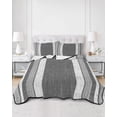 thumbnail image 1 of Quilts Twin XL Size, Vintage Black Gray Striped Soft Comforter Bedding Set for Bed, Farmhouse Modern Stripes Boho Lightweight Quilted Bedspread with Pillow Cover(2 Pieces) for All Season, 68x98 Inch, 1 of 9