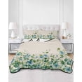 thumbnail image 1 of Quilts Twin XL Size, Vintage Flower Soft Comforter Bedding Set for Bed, Blue Green Floral Wildflower Leaves Lightweight Quilted Bedspread with Pillow Cover(2 Pieces) for All Season, 68x98 Inch, 1 of 6