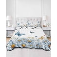 thumbnail image 1 of Quilts Twin XL Size, White Daisy Blossom Soft Comforter Bedding Set for Bed, Spring Graden Floral Butterflies Lightweight Quilted Bedspread with Pillow Cover(2 Pieces) for All Season, 68x98 Inch, 1 of 6