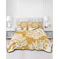 thumbnail image 1 of Quilts Twin XL Size, Yellow Orange Coastal Coral Soft Comforter Bedding Set for Bed, Summer Nautical Sea Beach Ocean Lightweight Quilted Bedspread with Pillow Cover(2 Pieces) All Season, 68x98 Inch, 1 of 9
