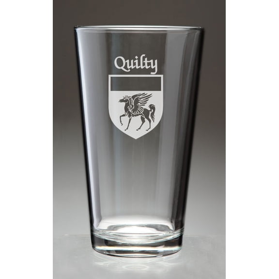 Quilty Irish Coat of Arms Pint Glasses - Set of 4 (Sand Etched)