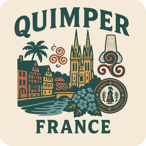 Quimper France Keepsakes Souvenir Vinyl Sticker – Destination Travel Keepsake Collectible (4-Inches Wide)