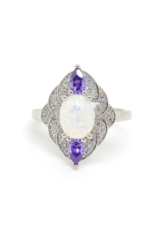 Quin Created Fire Opal Purple Cz Ring Women Ginger Lyne Collection