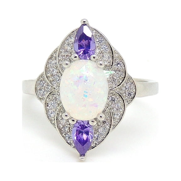 Quin Created Fire Opal Purple Cz Ring Women Ginger Lyne Collection