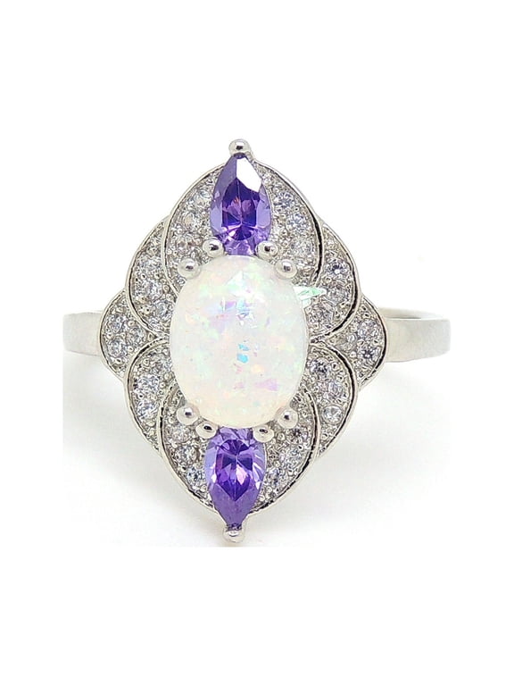 Quin Created Fire Opal Purple Cz Ring Women Ginger Lyne Collection