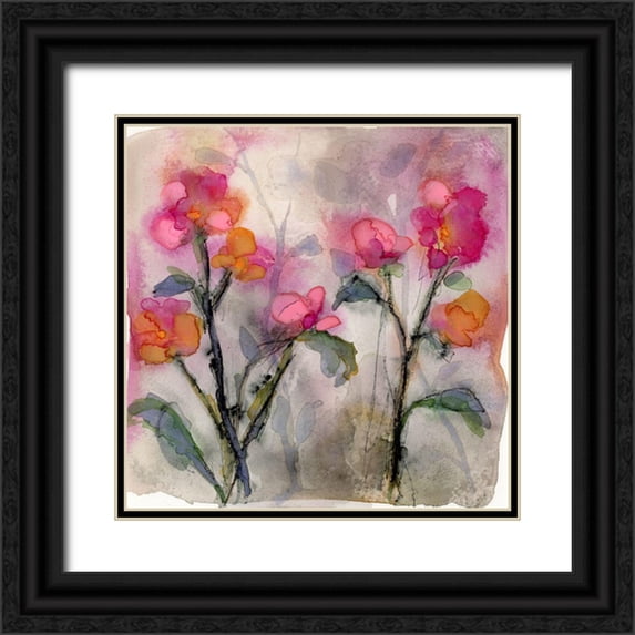Quin, Marabeth 15x15 Black Ornate Wood Framed with Double Matting Museum Art Print Titled - Dream of Flowers IV