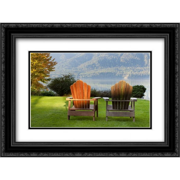 Quinault Adirondacks 2x Matted 24x18 Black Ornate Framed Art Print by Mahan, Kathy