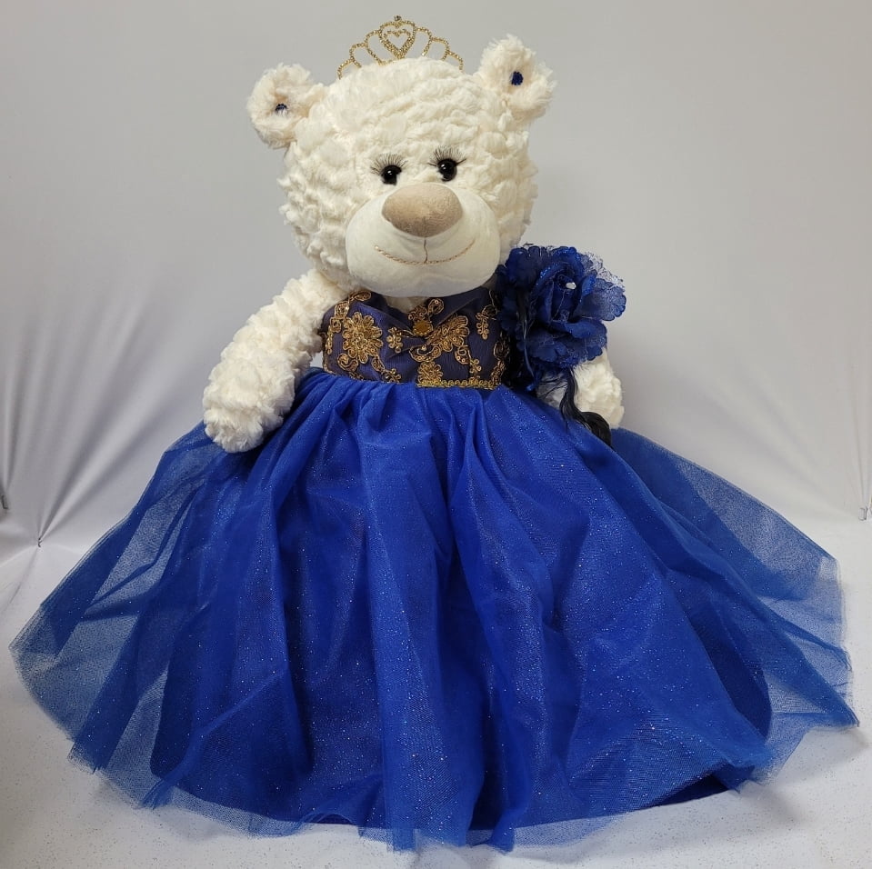 blue dress for baby girl Teddy Bear With Cornflower Blue Print Dress And Baby