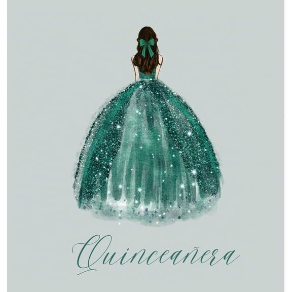 Quinceanera Guest Book with green dress (hardback), (Hardcover)