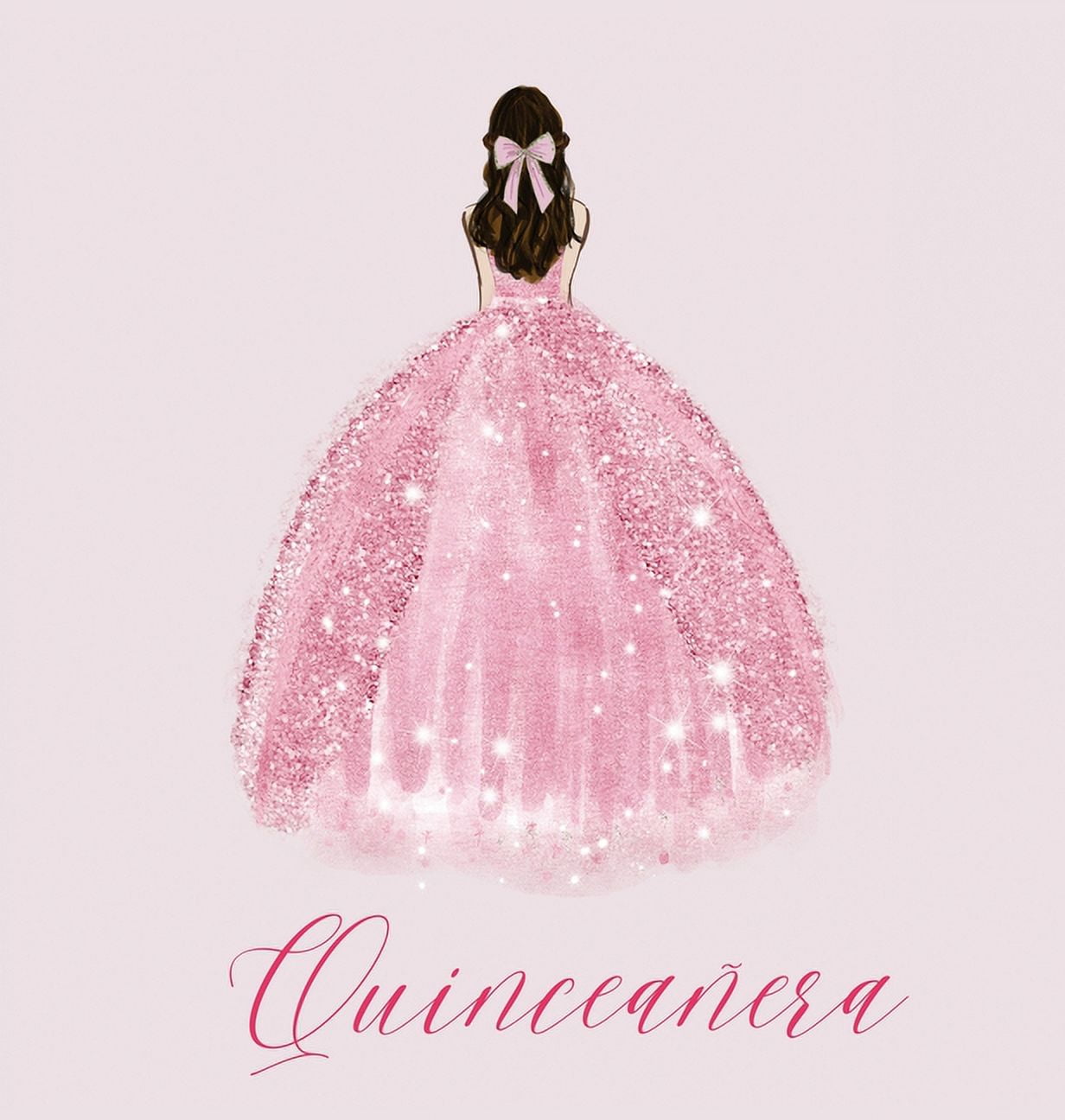 Quinceanera Guest Book with pink dress (hardback), (Hardcover