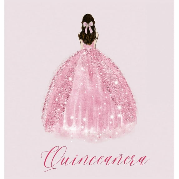 Quinceanera Guest Book with pink dress (hardback), (Hardcover)