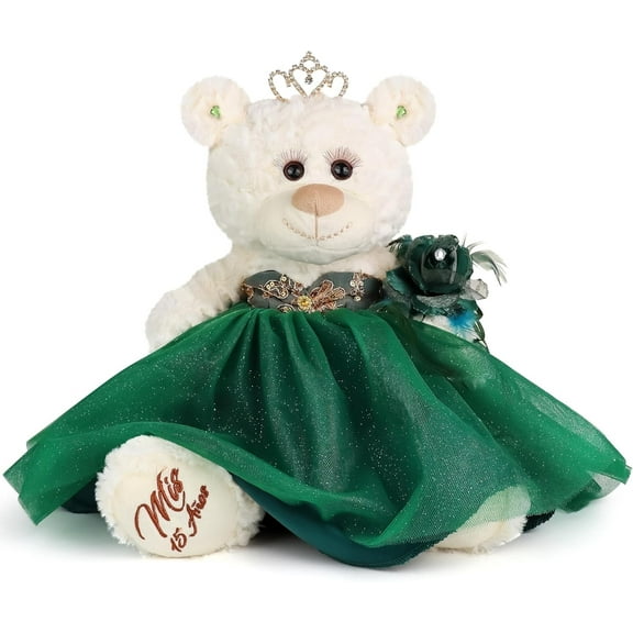 Quince Aos Quinceaera Last Doll Teddy Bear in Emerald Green Dress - Centerpiece & Decoration