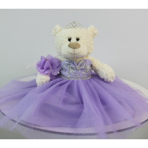 Quince Aos Quinceaera Last Doll Teddy Bear with Lavender Dress - Centerpiece & Decoration