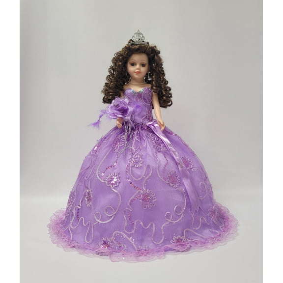 Quinceaera Umbrella Vinyl Doll in Lavender Gown, Quince Aos Centerpiece & Decoration