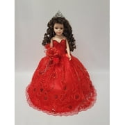 Quincea era Umbrella Vinyl Doll in Red Gown, Quince A os Centerpiece & Decoration