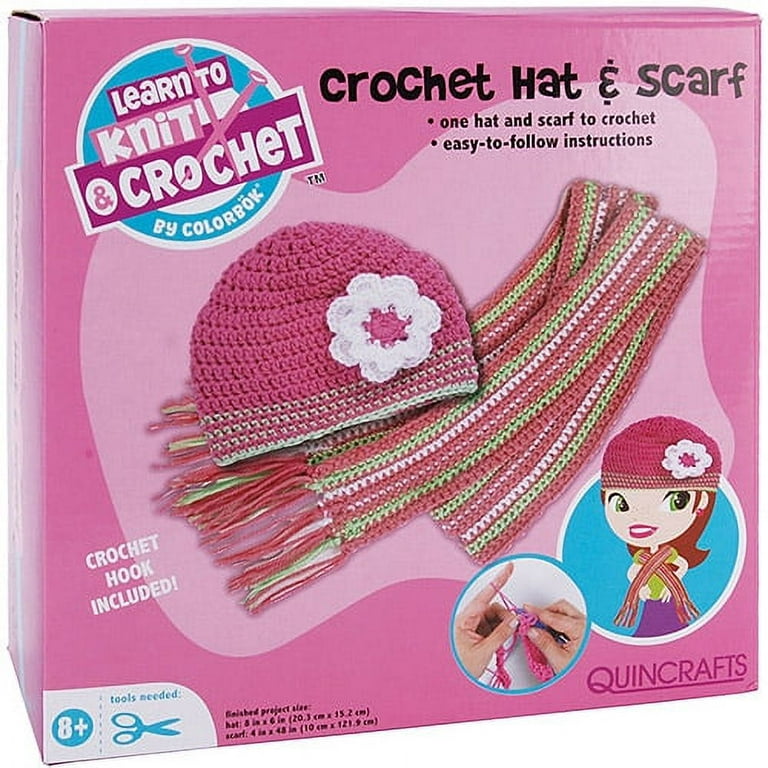 Quincrafts Learn To Crochet Kit, Hat & Scarf