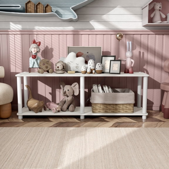 Quincy 16.1 in. Tall Wood 2-Shelf Modular Shelving Unit With Support Rods