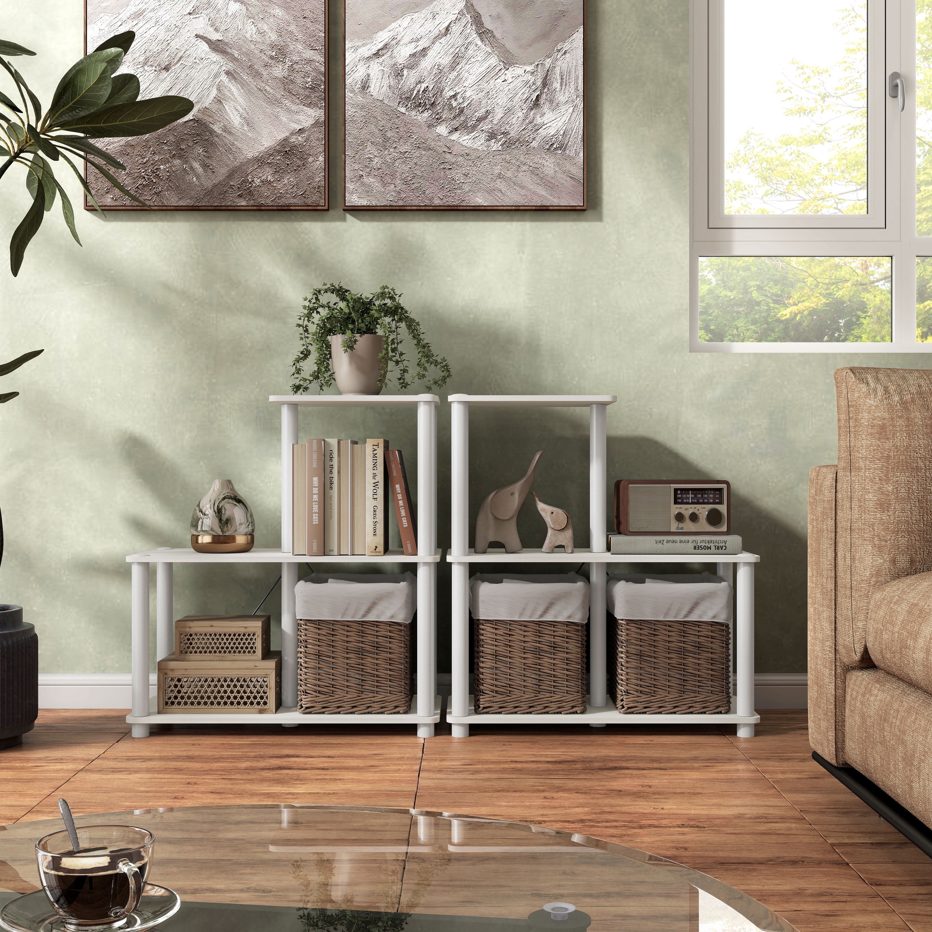 Quincy 30.1 in. Tall Wood 3-Shelf Modular Shelving Unit With Support ...