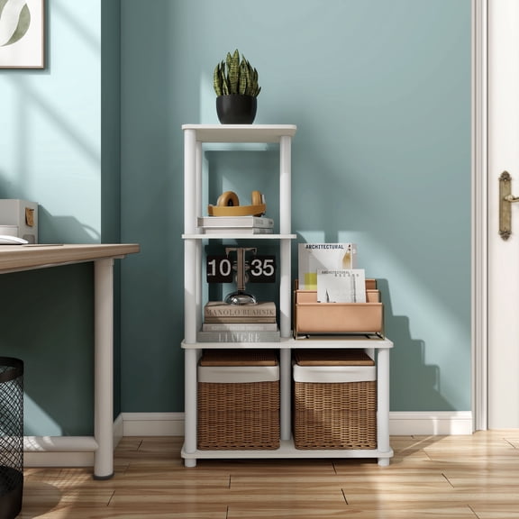 Quincy 44.1 in. Tall Wood 4-Shelf Modular Shelving Unit With Support Rods