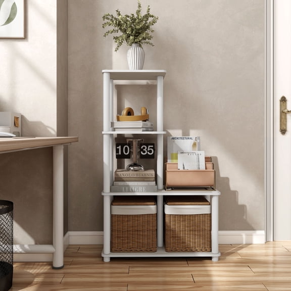 Quincy 44.1 in. Tall Wood 4-Shelf Modular Shelving Unit With Support Rods