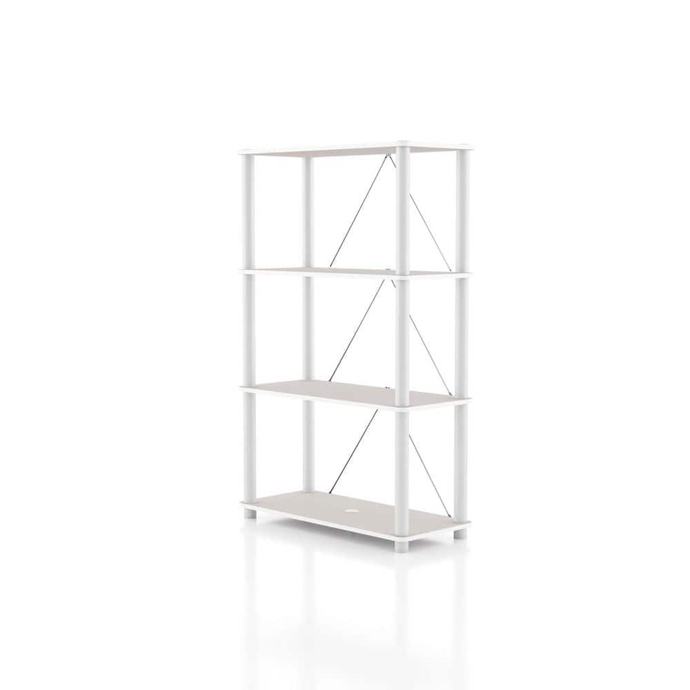 Quincy 44.2 in. Tall Greige Engineered Wood Wide 4-Shelf Modular ...