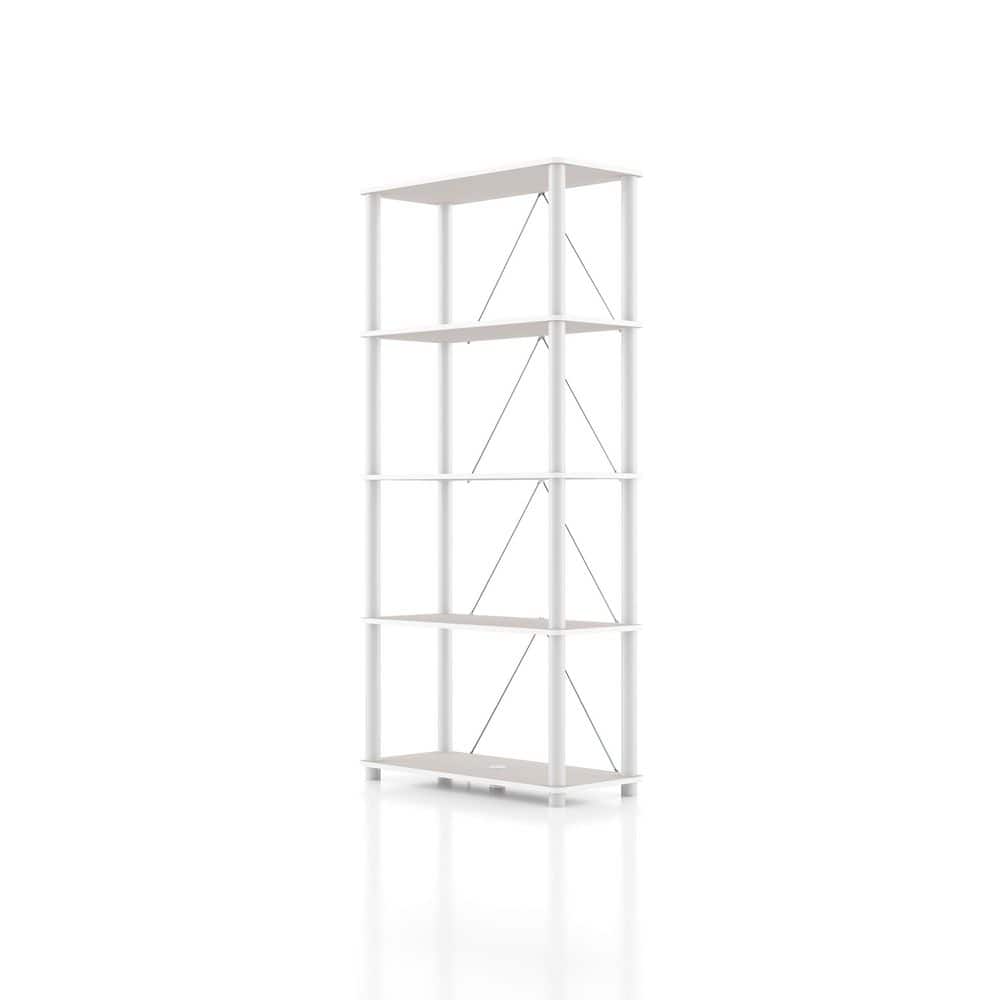 Quincy 58.2 in. Tall Greige Engineered Wood Wide 5-Shelf Modular ...