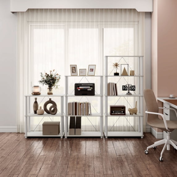 Quincy 58.2 in. Tall Wood 4-Shelf Modular Shelving Unit With Support Rods