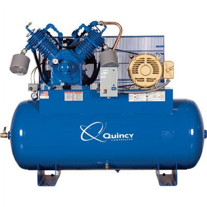 Quincy Compressor QP Pressure Lubricated Reciprocating Air Compressor - 15 HP, 200/208 Volt 3 Phase, 120 Gallon Horizontal, Model Number 3153DS12HCA20