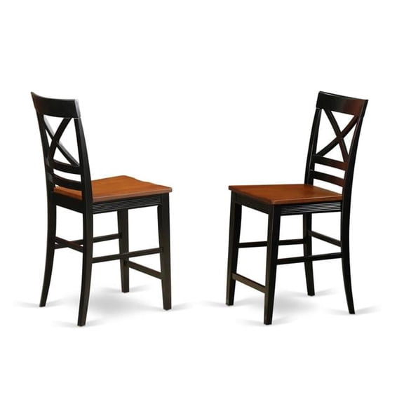 Quincy Counter Height Stools with X-Back in Black & Cherry Finish - Set of 2