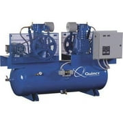 Quincy Duplex Air Compressor - 7.5 HP, 230 Volt 3 Phase, 120 Gallon Horizontal, Model Number 273DC12DC23