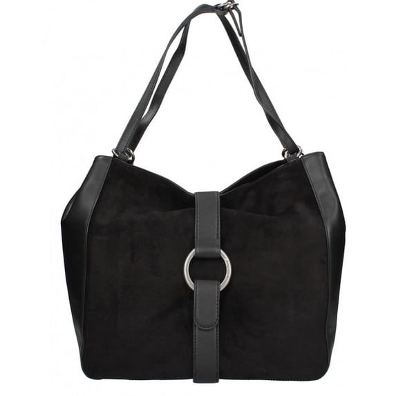 Quincy Large Suede and Leather Shoulder Tote - Black - 30F6AQYE3S-001