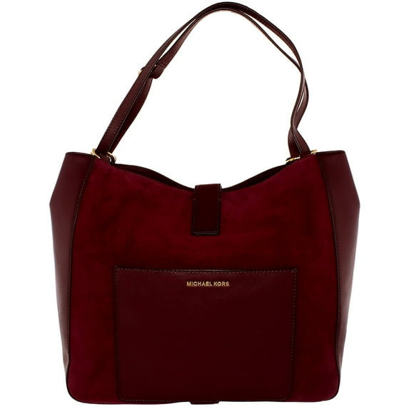 Quincy Large Suede and Leather Shoulder Tote - Maroon - 30F6AQYE3S-633