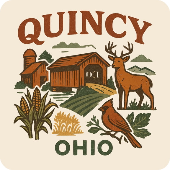 Quincy Ohio Keepsakes Souvenir Vinyl Sticker – Destination Travel Keepsake Collectible (4-Inches Wide)
