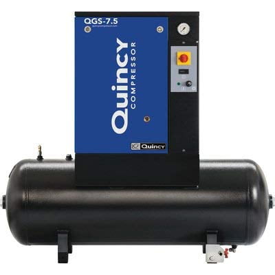 Quincy QGS Rotary Screw Compressor - 7.5 HP, 230 Volt Single Phase, 60 Gallon, 21.2 CFM, Model Number QGS-7.5TM