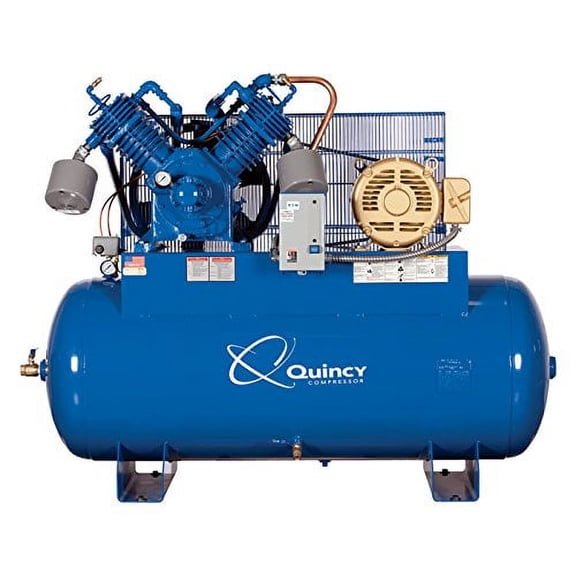 Quincy QP-15 Pressure Lubricated Reciprocating Compressor - 15 HP, 460 Volt, 3 Phase, 120-Gallon Horizontal, Model 3153DS12HCA46