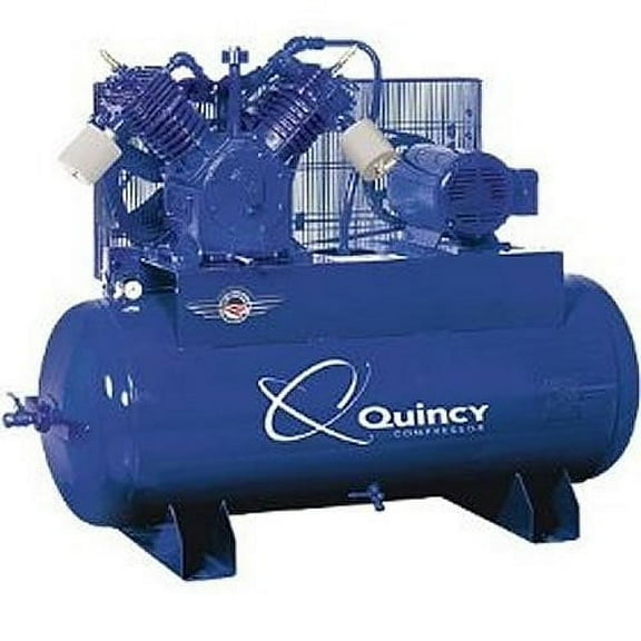 Quincy QT-15 Splash Lubricated Reciprocating Air Compressor - 15 HP, 230 Volt, 3 Phase, 120 Gallon Horizontal, Model Number 2153DS12HCA23