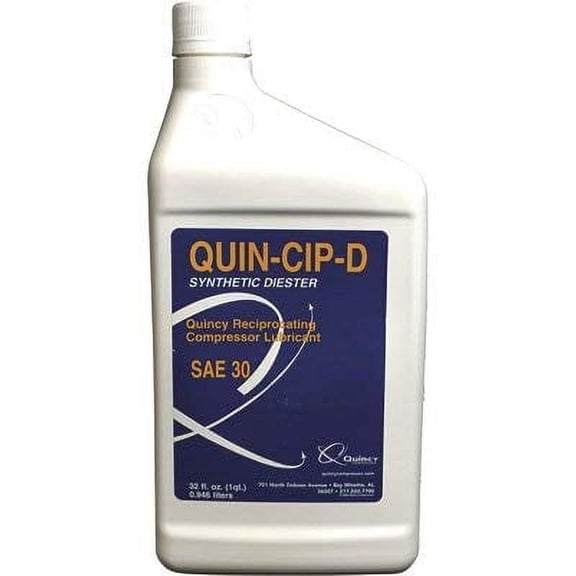 Quincy Quin-Cip Air Compressor Oil - D 30W, Synthetic Oil, Quart, Model Number 115468Q