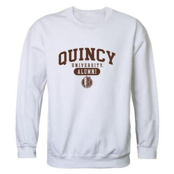 Quincy University Hawks Alumni Fleece Pullover Crewneck Sweatshirt, White - 2XL