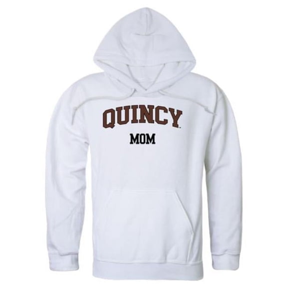 Quincy University Hawks Mom Hoodie, White - Extra Large