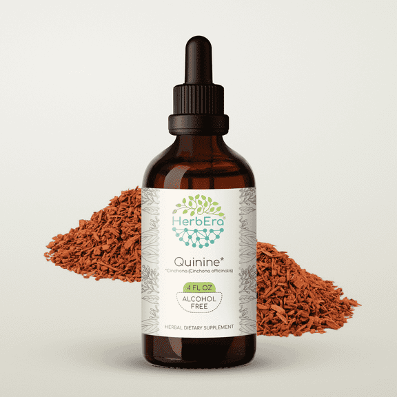 HerbEra Quinine Tincture, Herbal Dietary Supplement for Immune System Support, Cinchona (Cinchona officinalis) Dried Bark Extract, Natural, Alcohol-Free, Drops 4 oz