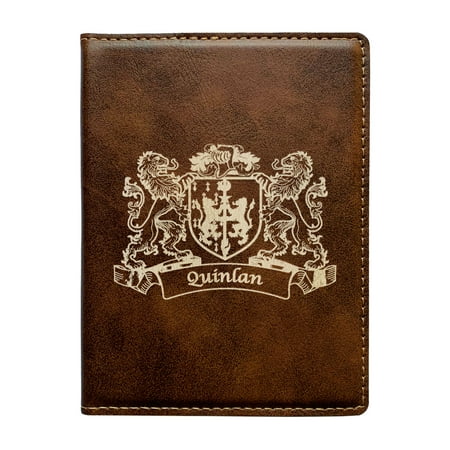 Quinlan Irish Coat of Arms Leather Passport Wallet