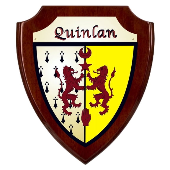 Quinlan Irish Coat of Arms Shield Plaque - Rosewood Finish