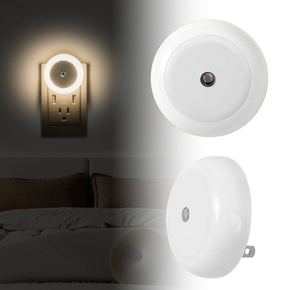 Quinlirra 2Pcs Night Lights Plug into Wall, Night Lights, Dimmable Daylight, Nightlight Plug in, Daylight Nightlight for Bathroom, Hallway, Stairs, Kitchen, Bedroom-White&2Pcs
